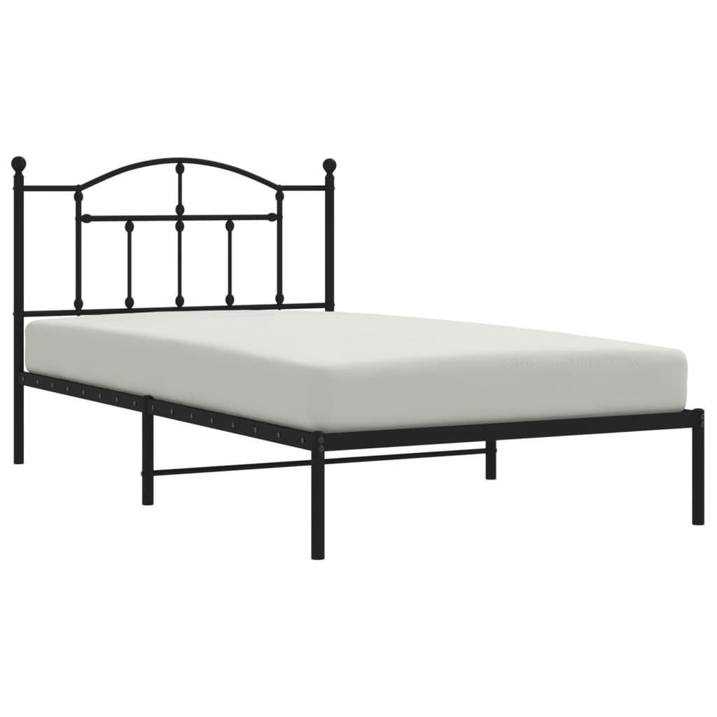 Estrutura de cama com cabeceira 107x203 cm metal preto