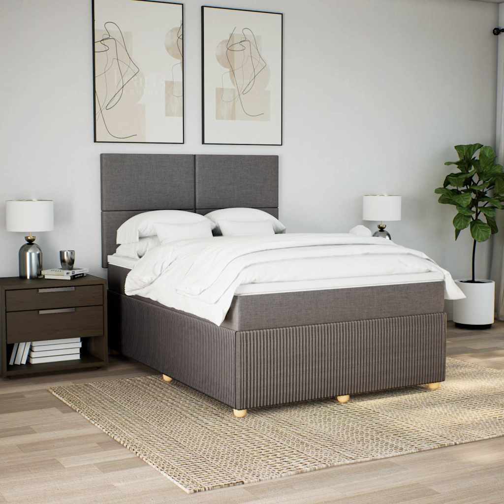 Cama com molas/colchão 140x190 cm tecido castanho-acinzentado
