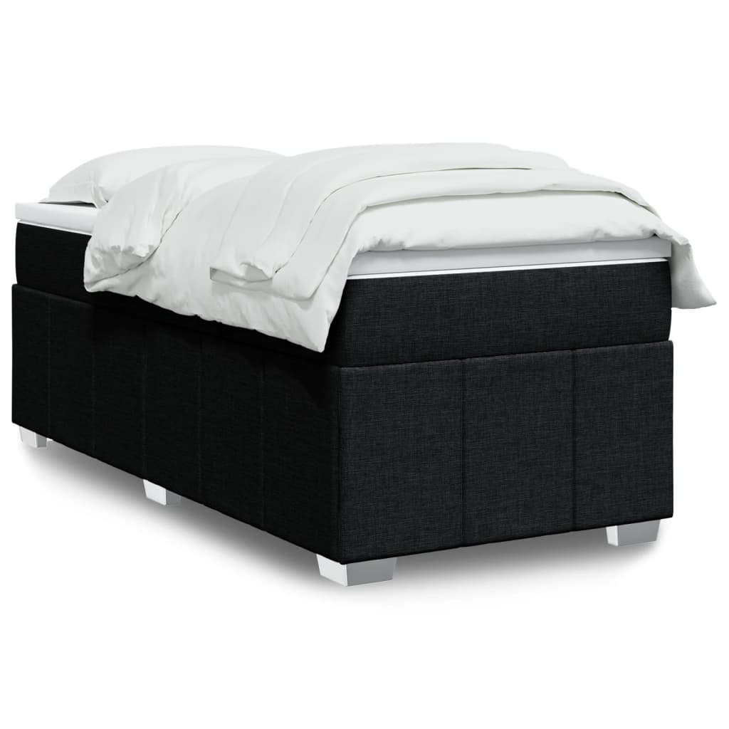 Cama com molas/colchão 90x200 cm tecido preto