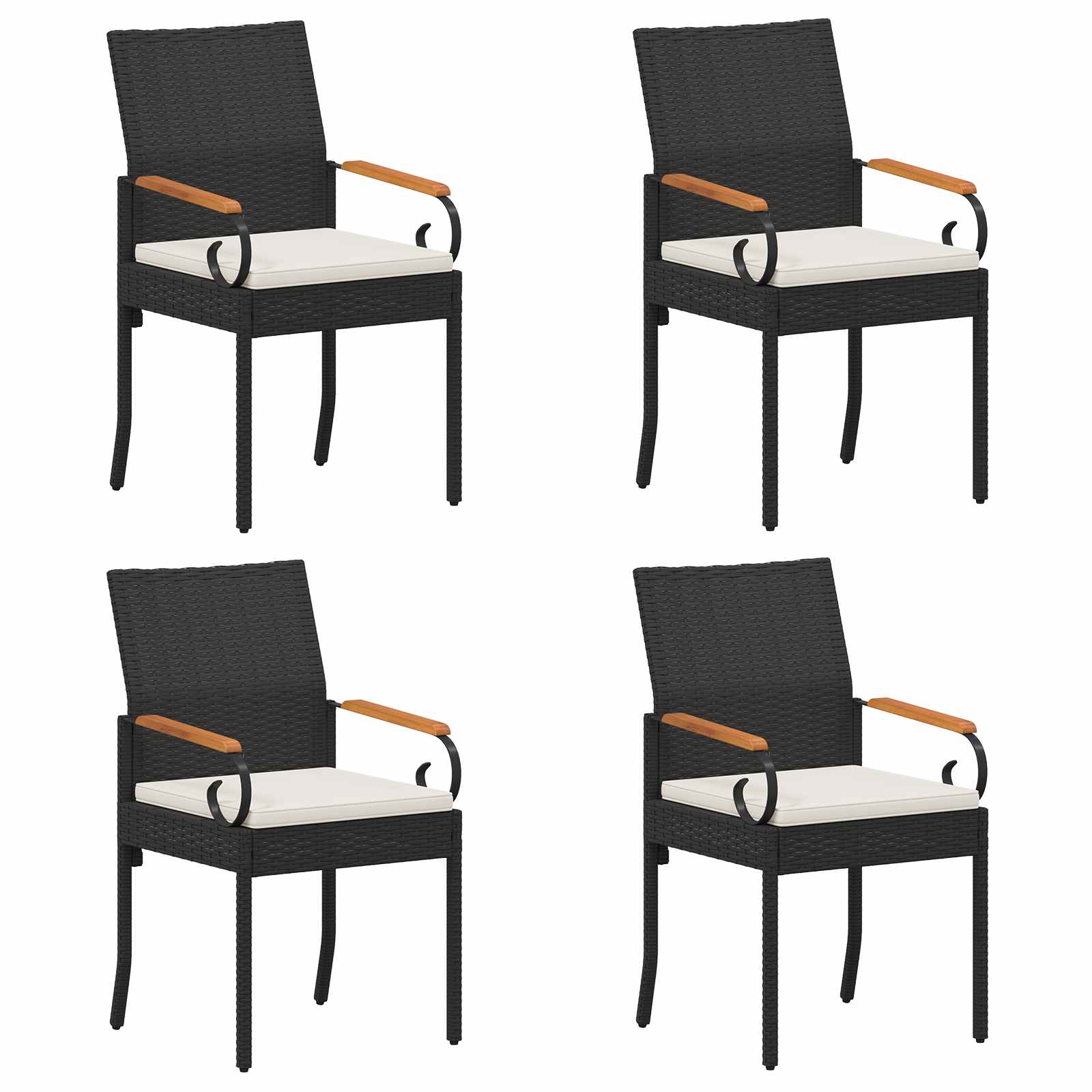 Cadeiras de jardim 4 unid. preto e branco creme