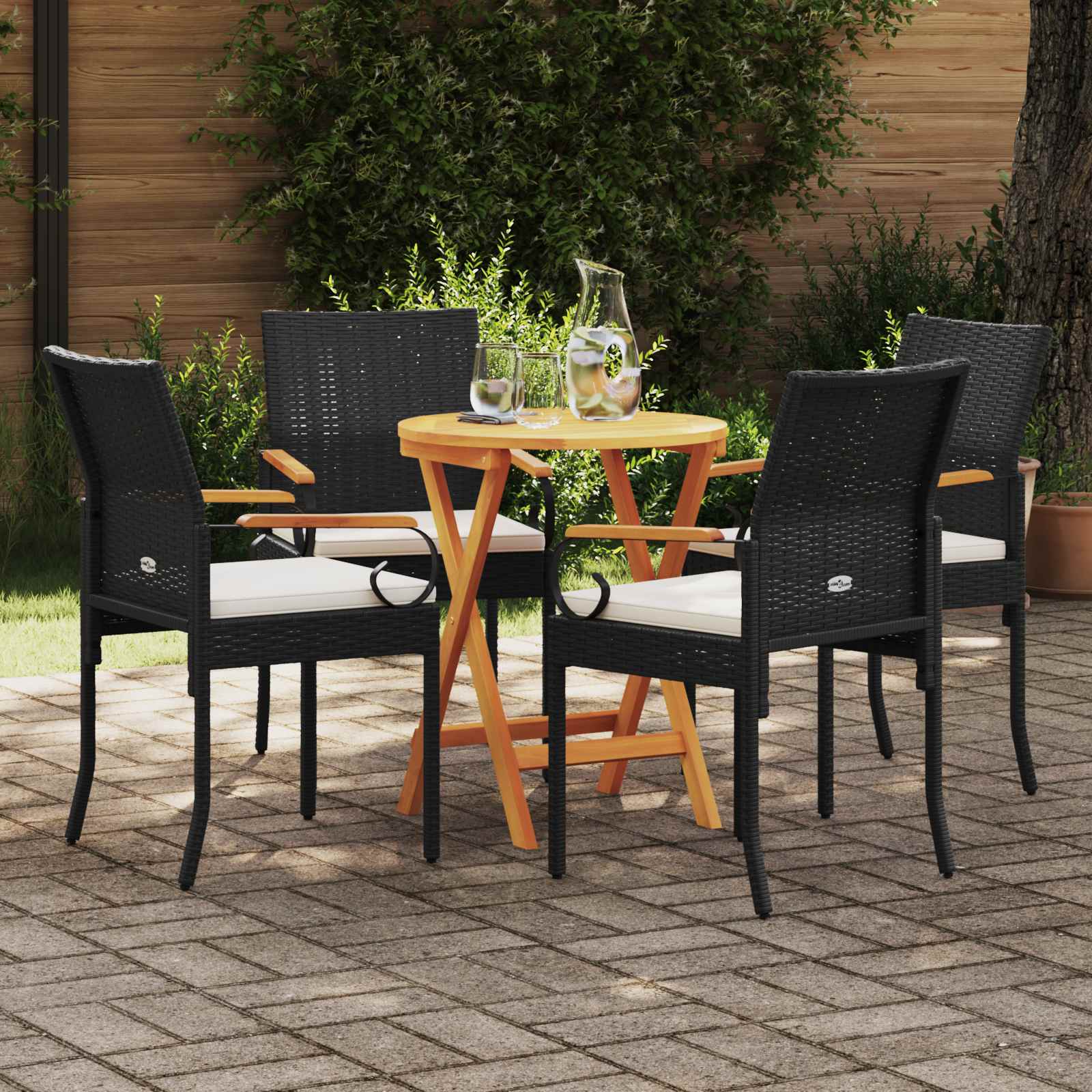 Cadeiras de jardim 4 unid. preto e branco creme