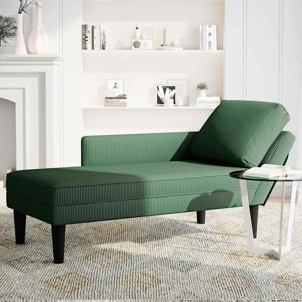 Chaise lounge com almofada tecido corduroy selva verde escuro