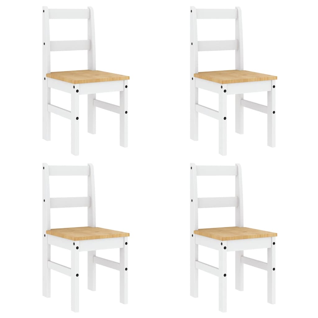 5 Pcs conjunto de jantar panama madeira pinho maciça branco
