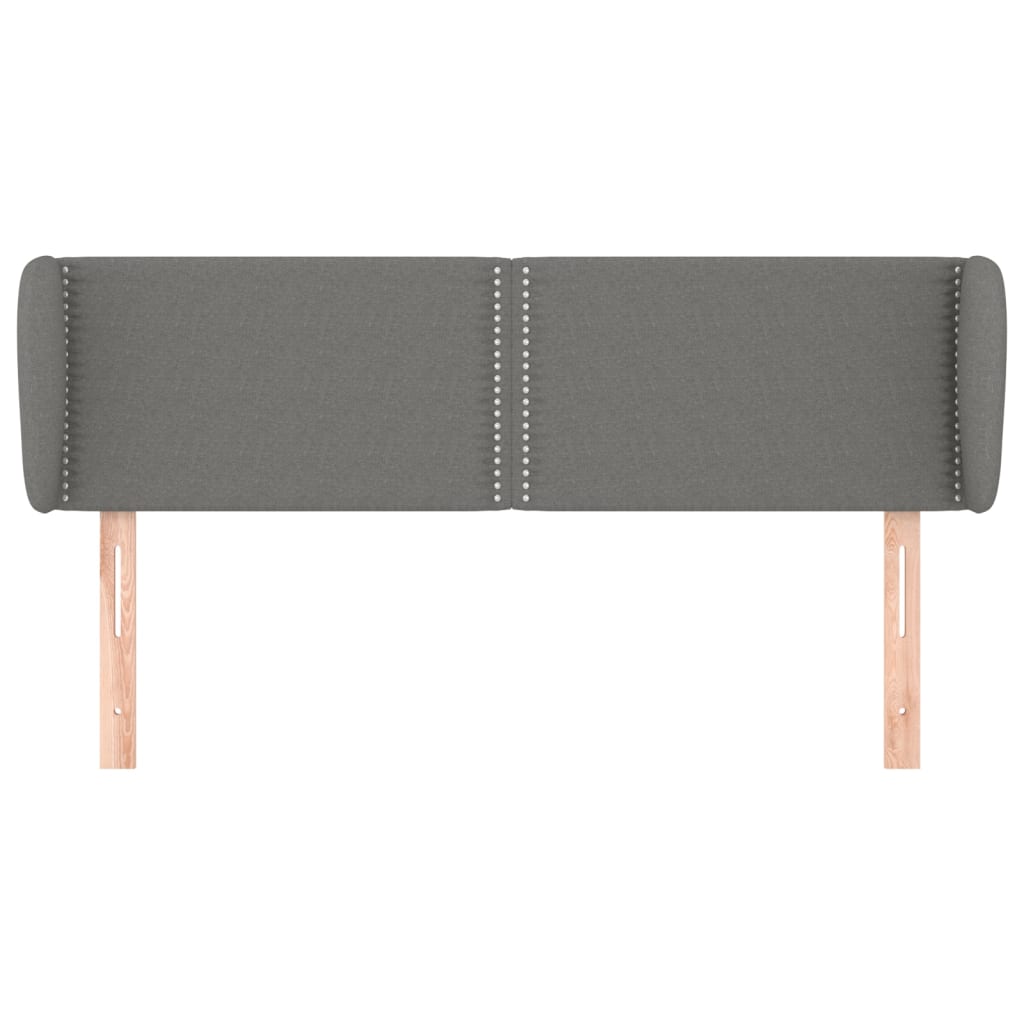 Cabeceira de cama c/ abas tecido 147x23x78/88cm cinzento-escuro