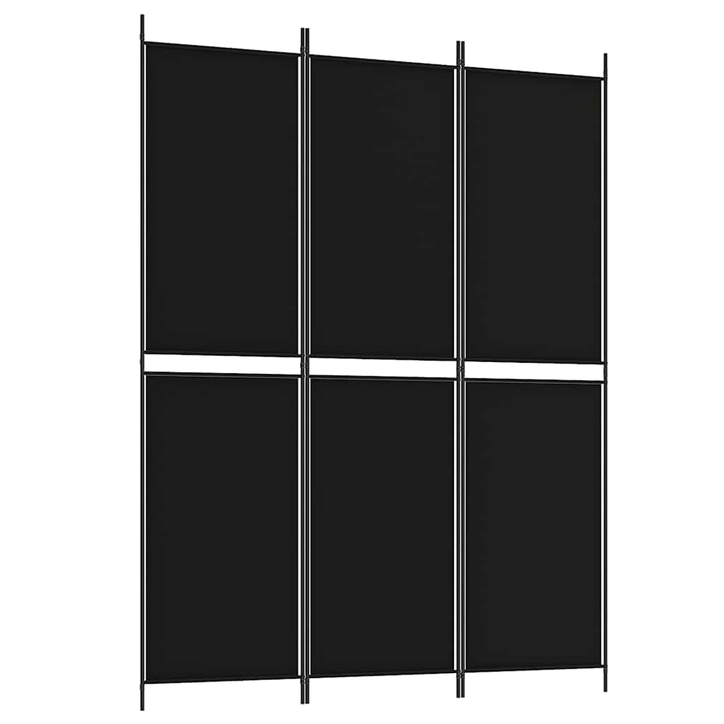Biombo/divisória com 3 painéis 150x200 cm tecido preto
