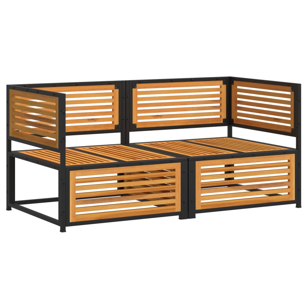 2 Pcs conjunto de sofás de jardim c/ almofadões acácia maciça