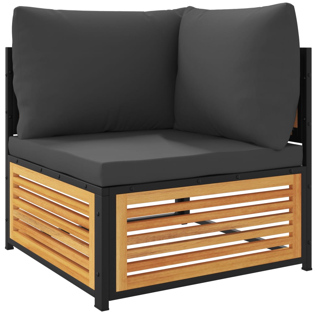 2 Pcs conjunto de sofás de jardim c/ almofadões acácia maciça