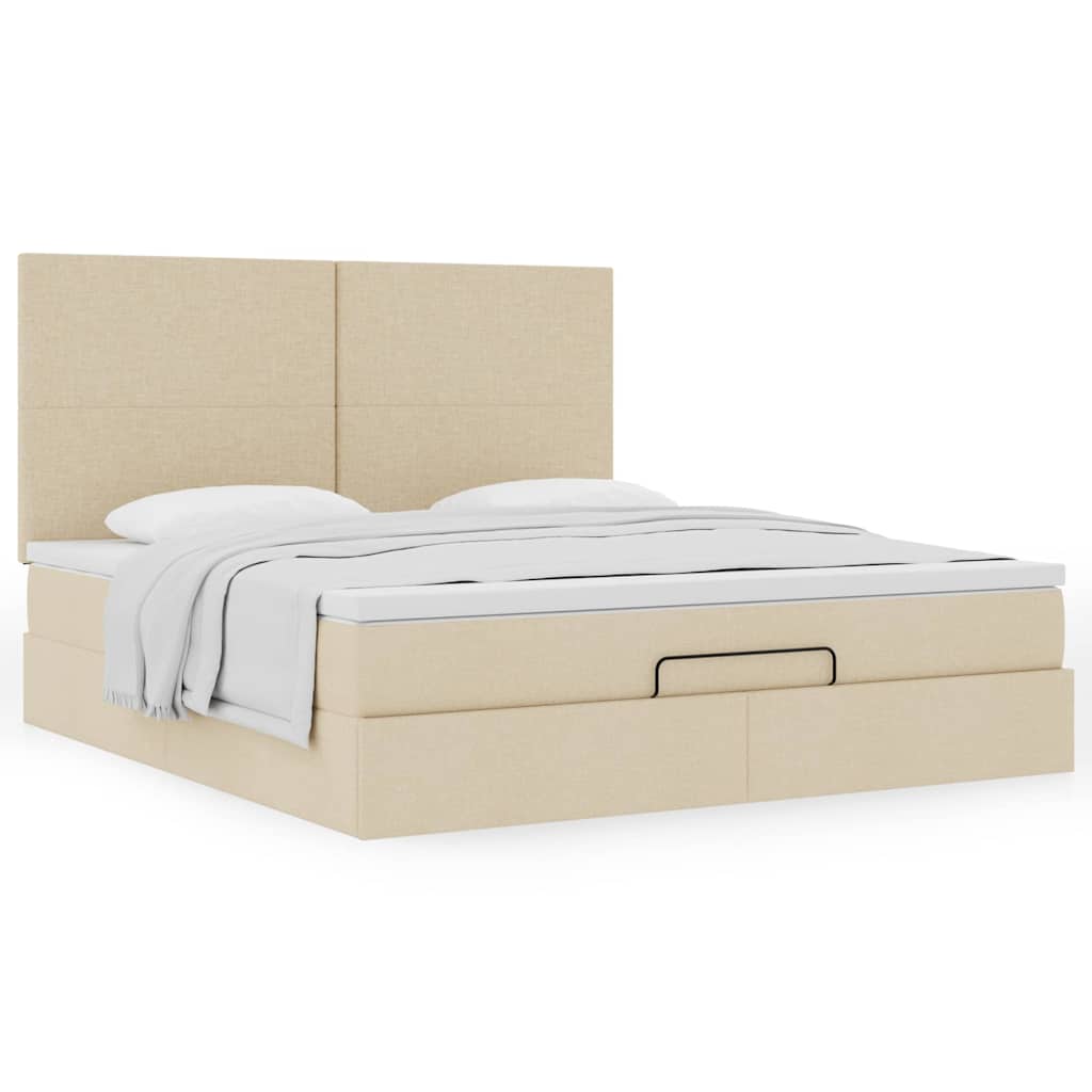 Estrutura de cama otomana com creme de colchão 180x200cm tecido