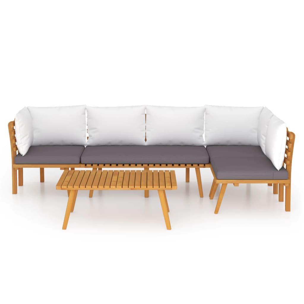 5 Pcs conjunto lounge de jardim com almofadões acácia maciça