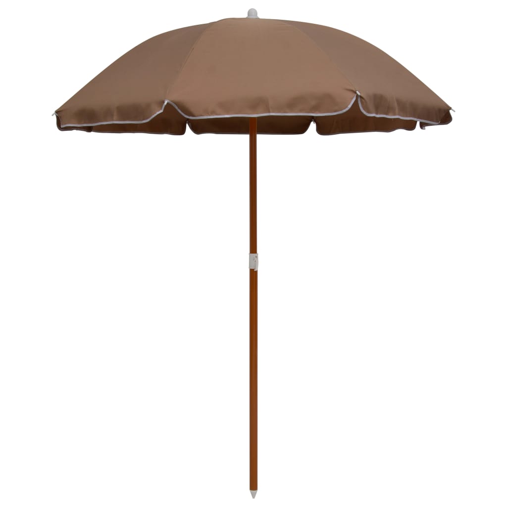 Guarda-sol de jardim c/ poste de aço 180cm cinzento-acastanhado