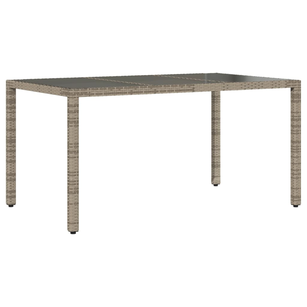 7 Pcs conjunto jantar jardim c/ almofadões vime PE/vidro cinza