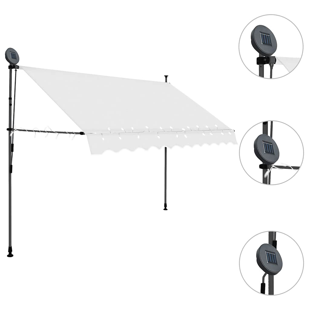 Toldo retrátil manual com LED 300 cm creme