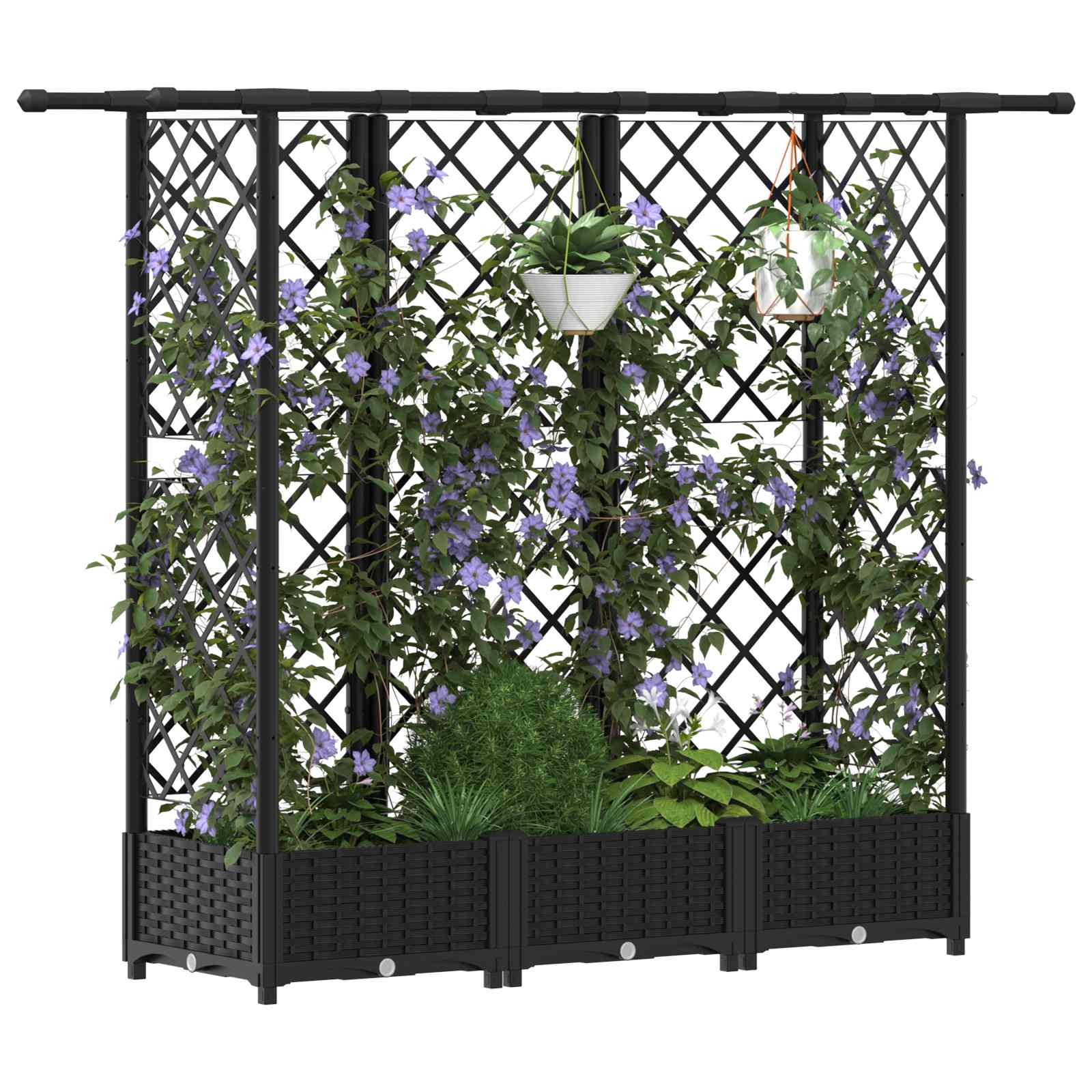 Cama elevada com treliça e telhado preto 164 x 40 x 121 cm PP
