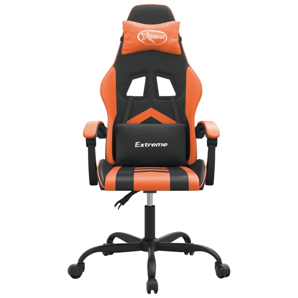 Cadeira gaming couro artificial preto e laranja