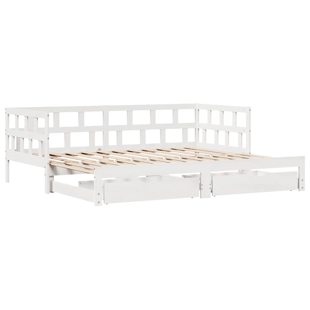 Sofá-cama com gavetão e gavetas sem colchão 90x190 cm branco