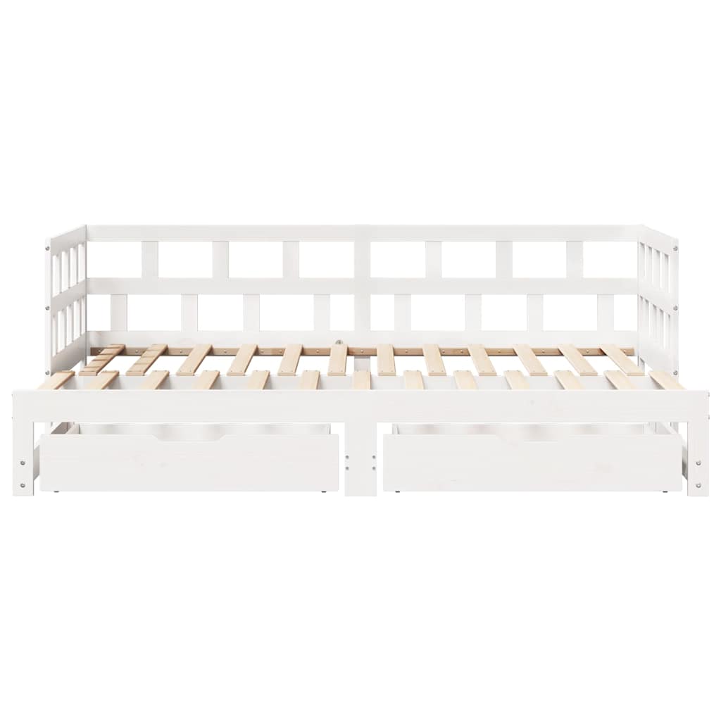 Sofá-cama com gavetão e gavetas sem colchão 90x190 cm branco