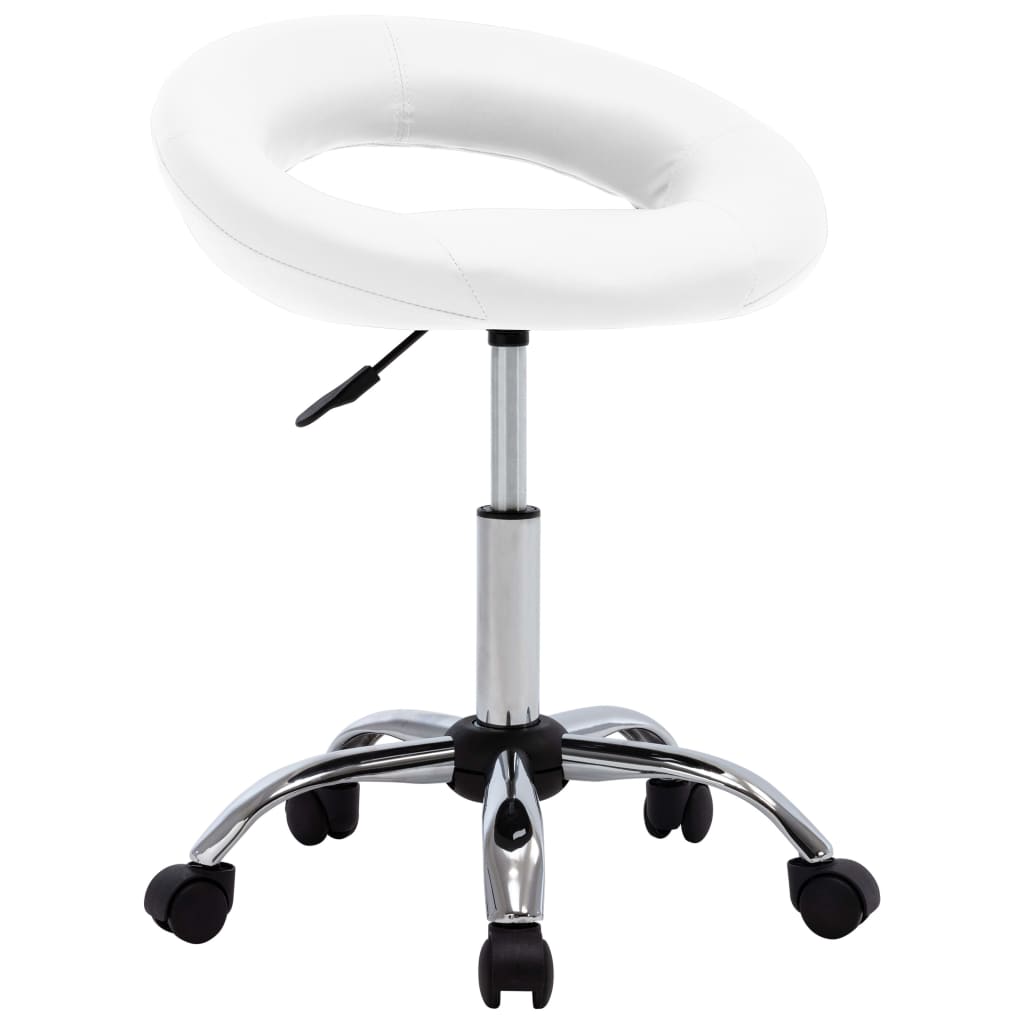 Cadeira de trabalho com rodas couro artificial branco