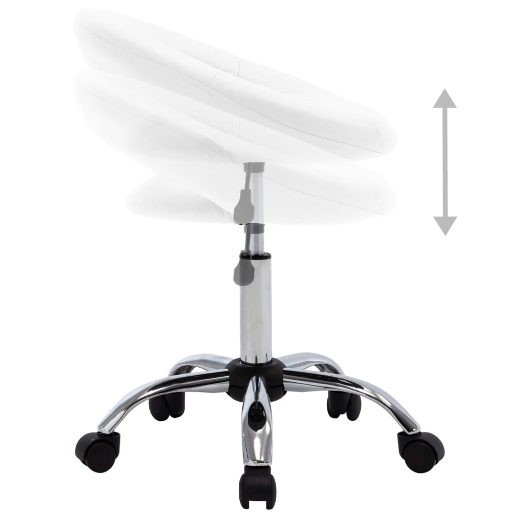 Cadeira de trabalho com rodas couro artificial branco