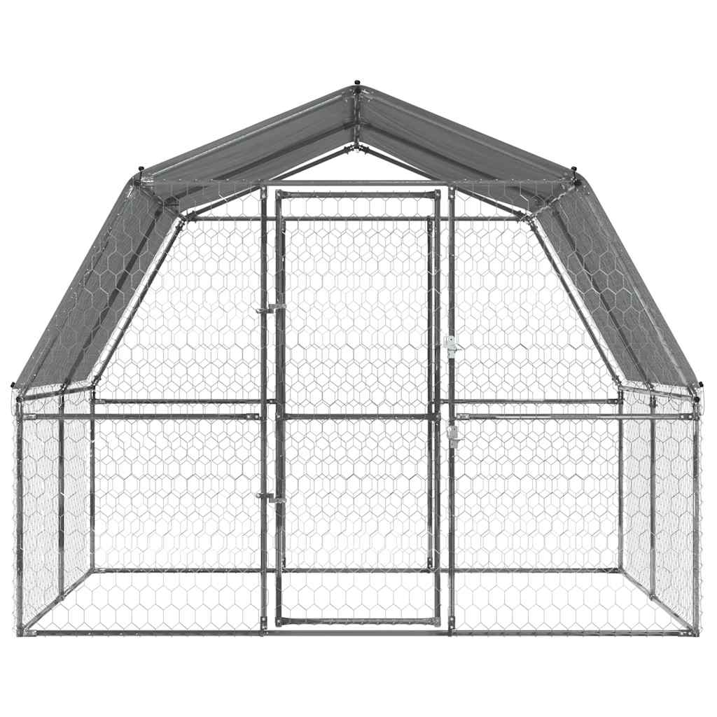 Gaiola para cães com telhado e porta aço galvanizado prateado