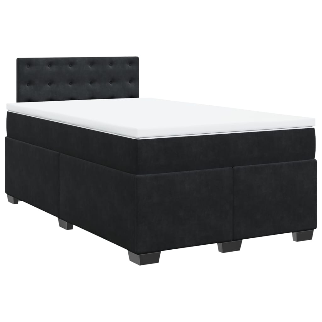 Cama boxspring com colchão 120x200 cm veludo preto
