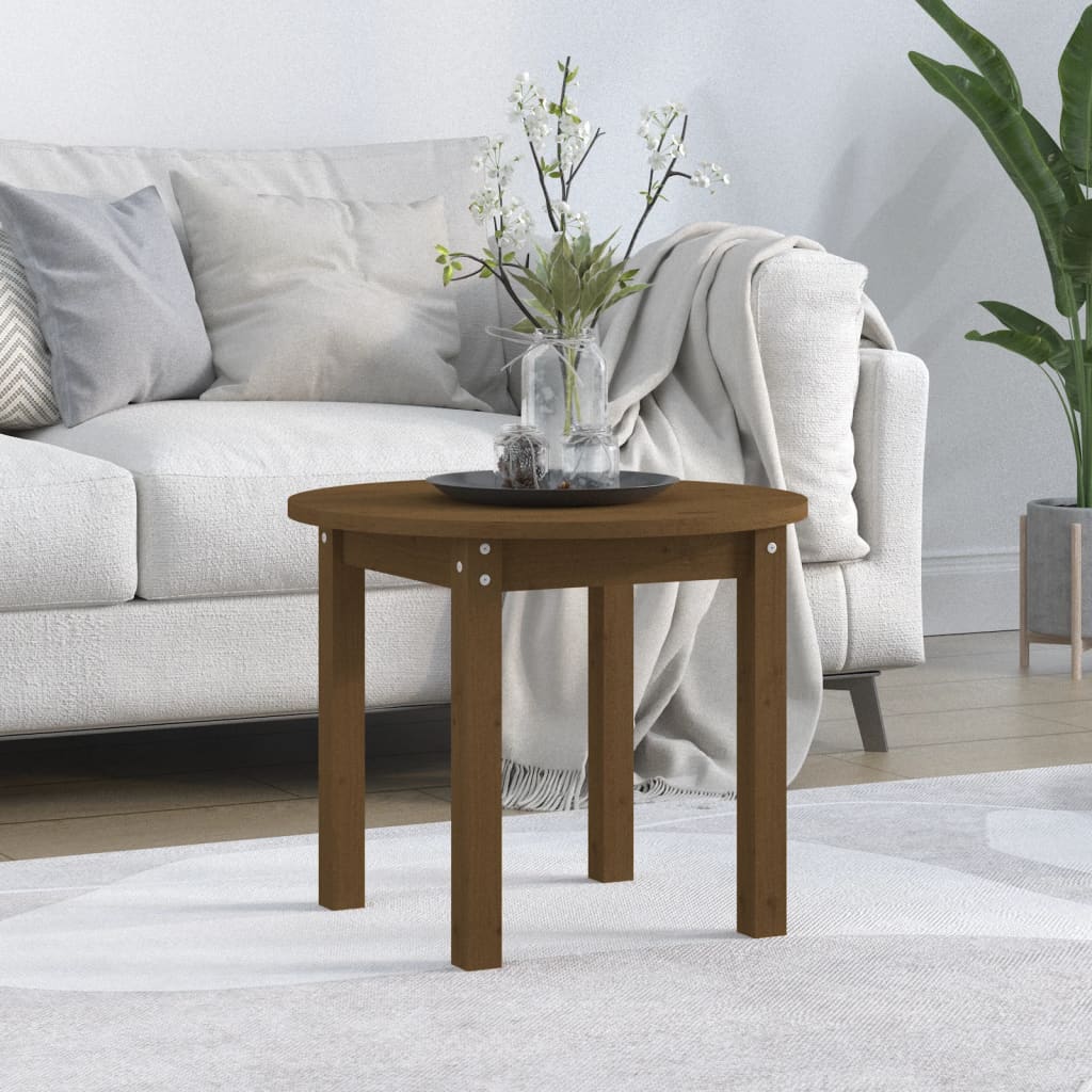 Mesa de centro ø 55x45 cm madeira pinho maciça castanho-mel