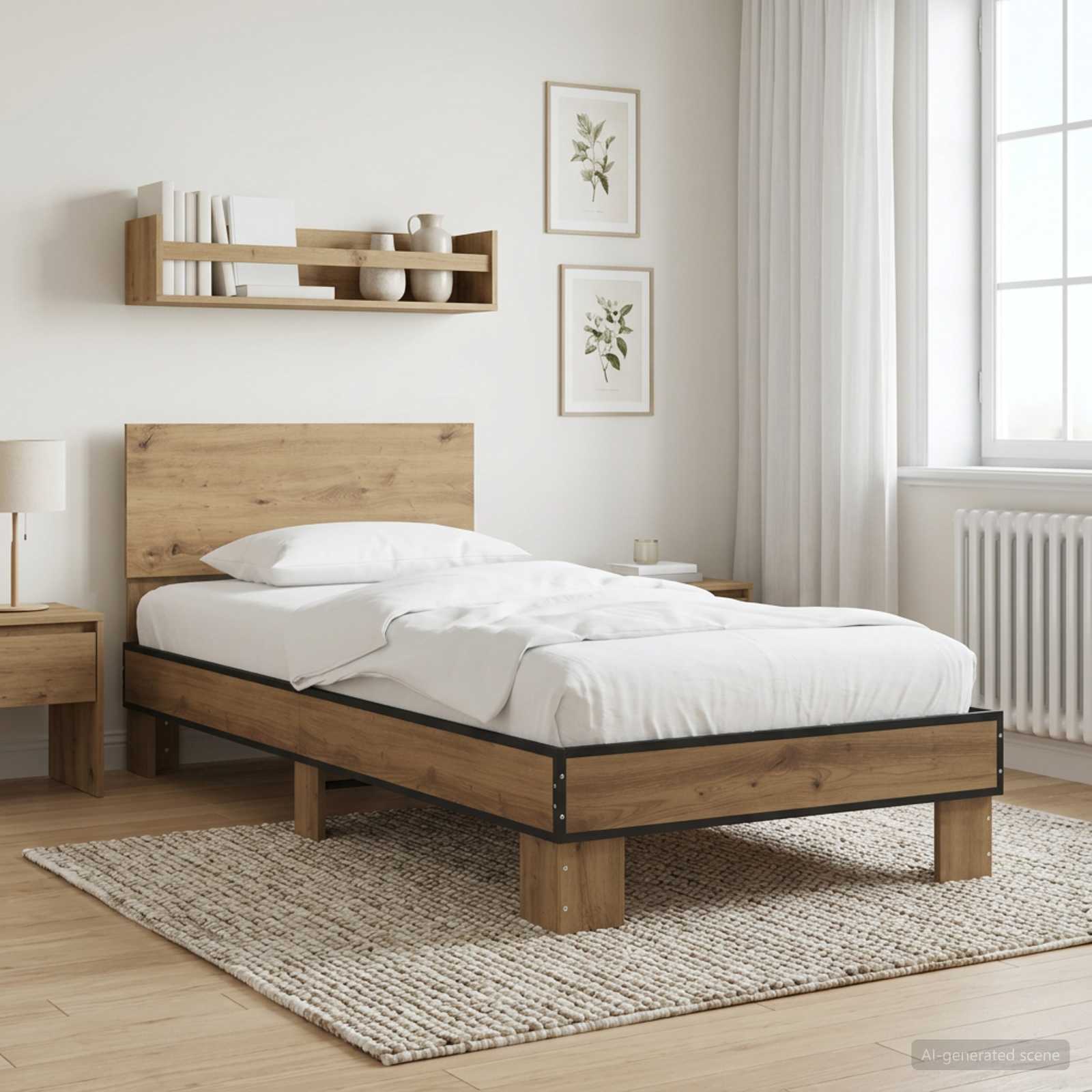 Estrutura de cama com cabeceira carvalho arttisan 80 x 200 cm