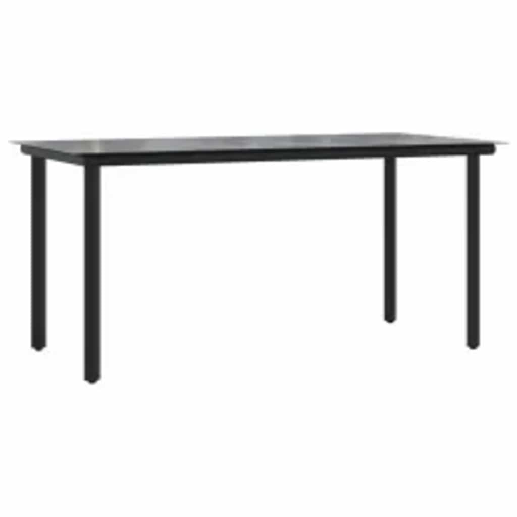 Conjunto de jantar jardim 5 peças almofadas vidro vime PE preto