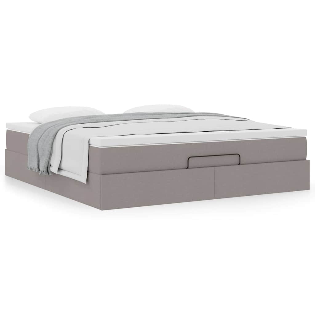Moldura de cama otomana com tecido taupe 180x200cm