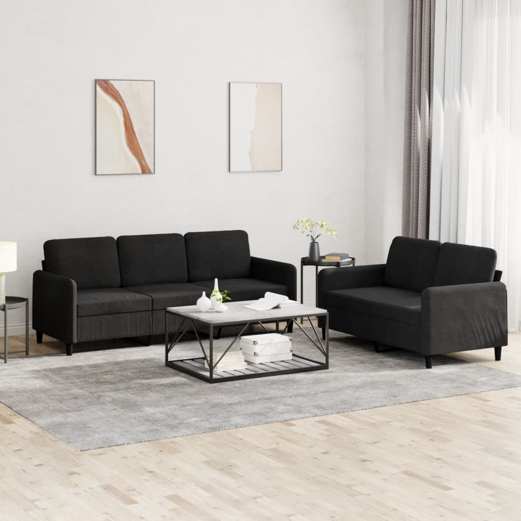 2 Pcs conjunto de sofás veludo preto