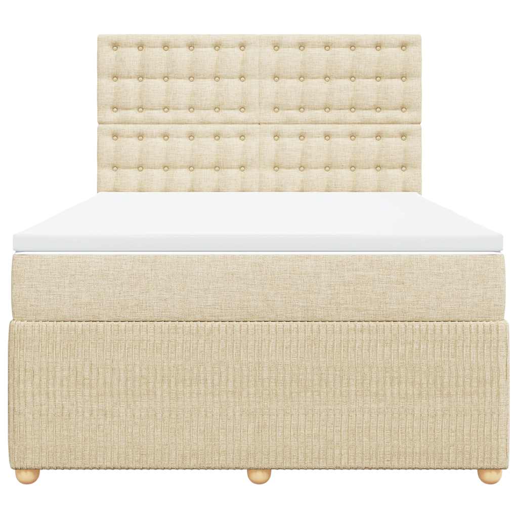 Cama com molas/colchão 140x190 cm tecido cor creme