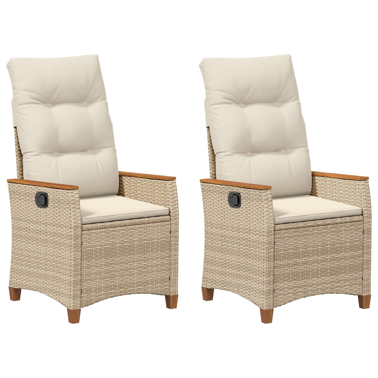 Cadeira de jardim reclinável bege e creme 64 x 57,5 x 112 cm