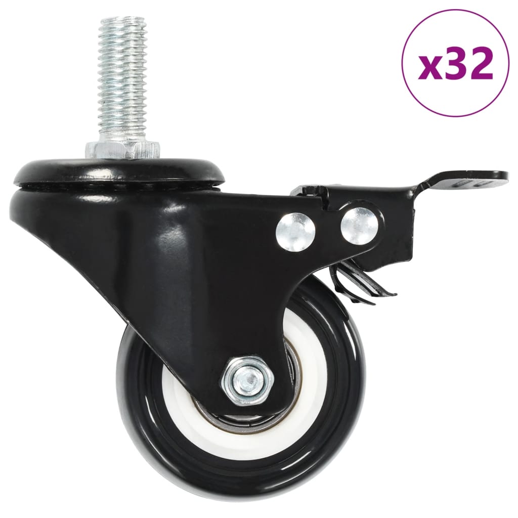 32 Pcs rodas giratórias com travões 50 mm