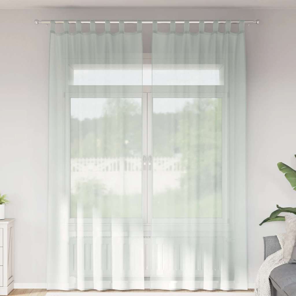 Cortinas de voile com laços 2 pcs cinzento-claro 140x260 cm