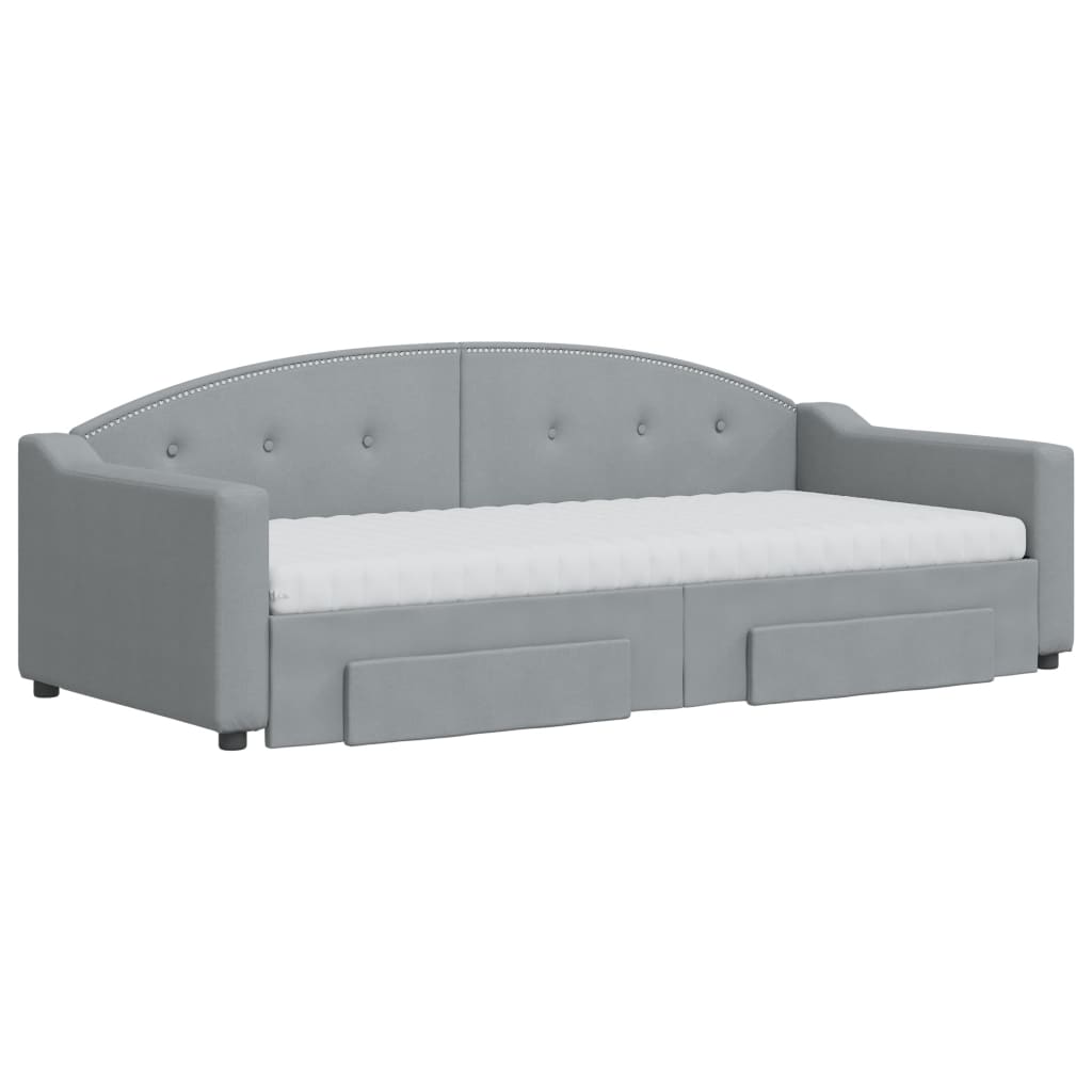 Sofá-cama c/ gavetão e gavetas 90x200 cm tecido cinzento-claro
