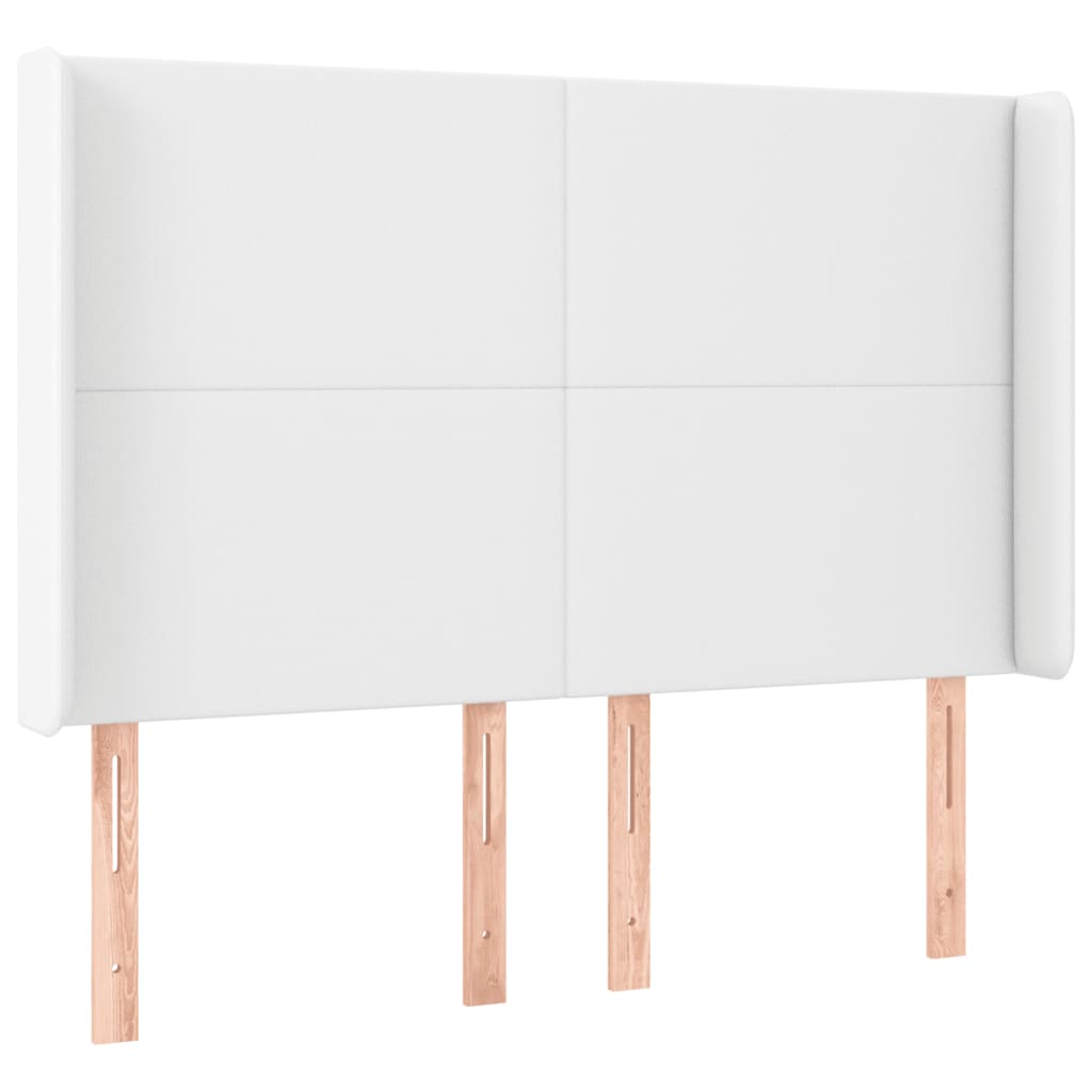 Cabeceira cama c/ LED couro artificial 147x16x118/128 cm branco