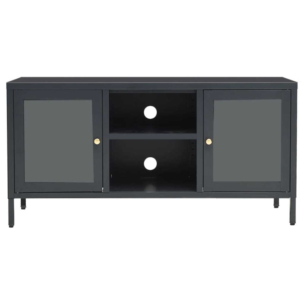 Móvel de TV 105x35x52 cm aço e vidro antracite