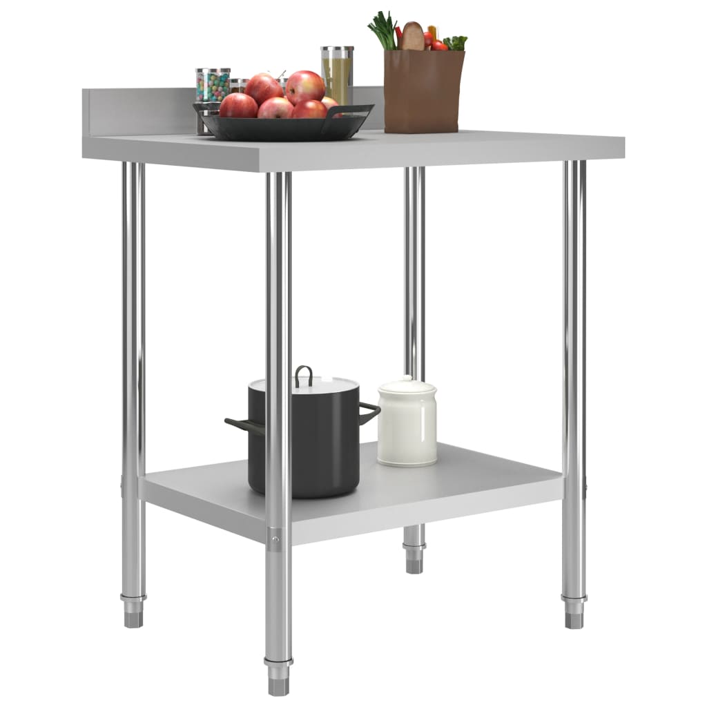 Mesa cozinha rebordo antissalpicos 80x60x93 cm aço inoxidável