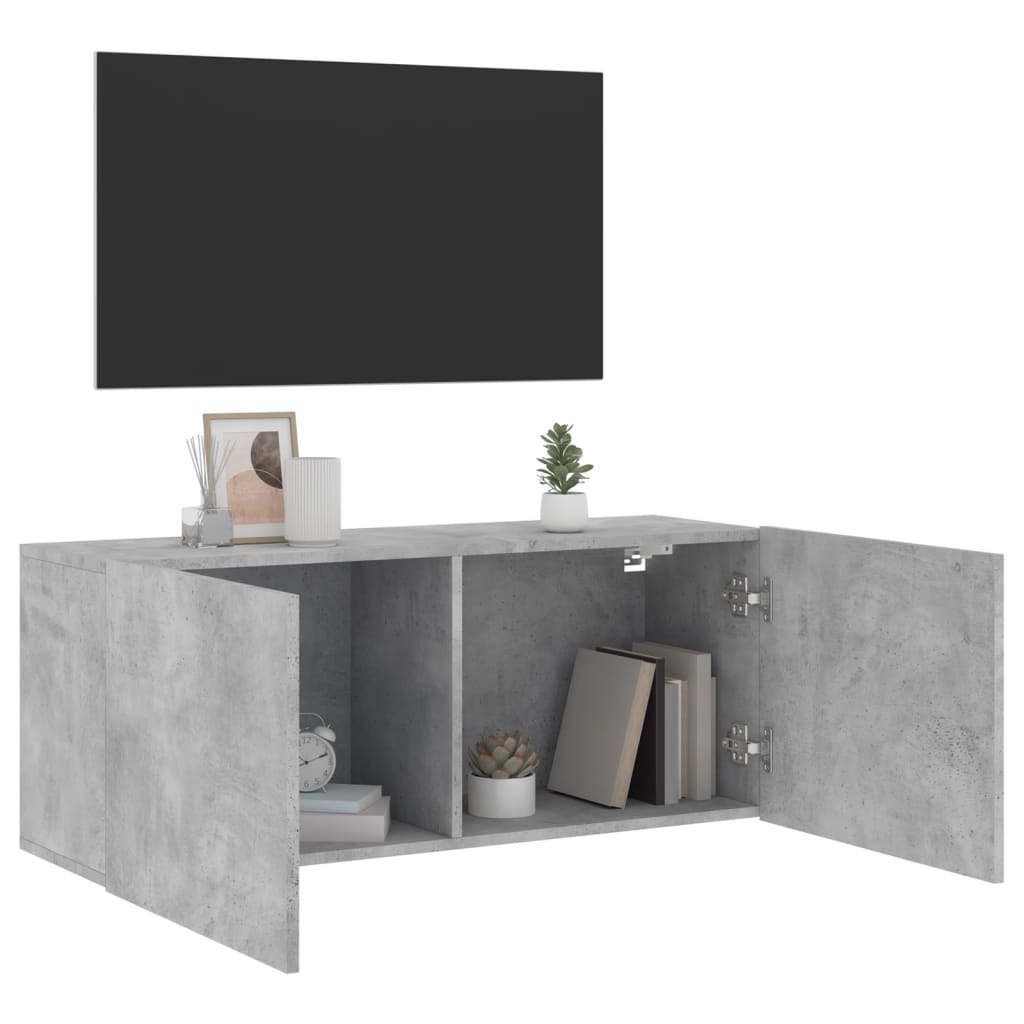 Móvel de parede para TV 100x30x41 cm cinzento cimento