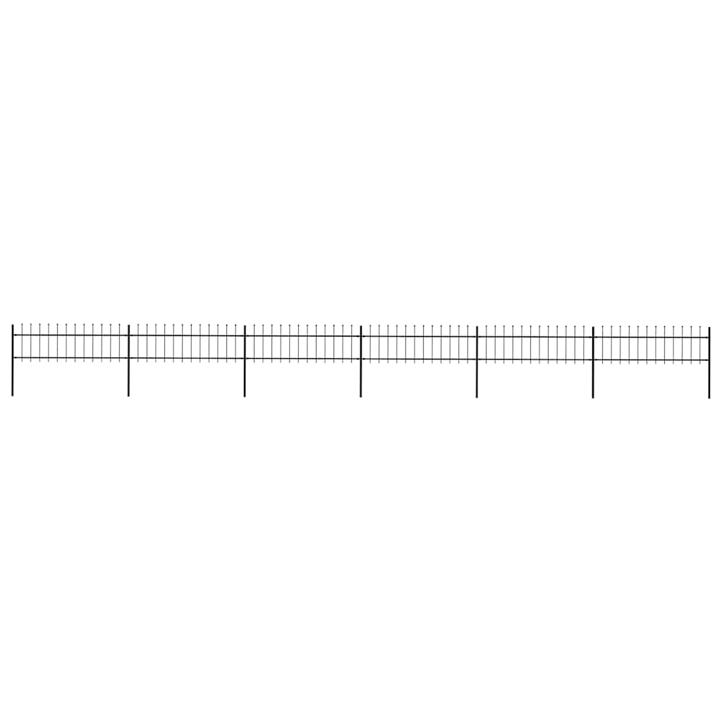 Cerca de jardim com topo em forma de lança em aço 1005x60 cm, preta