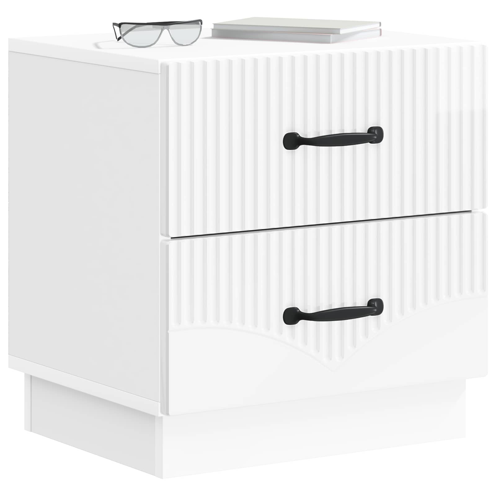 Armário de cabeceira branco brilhante 43 x 34,5 x 44,5 cm
