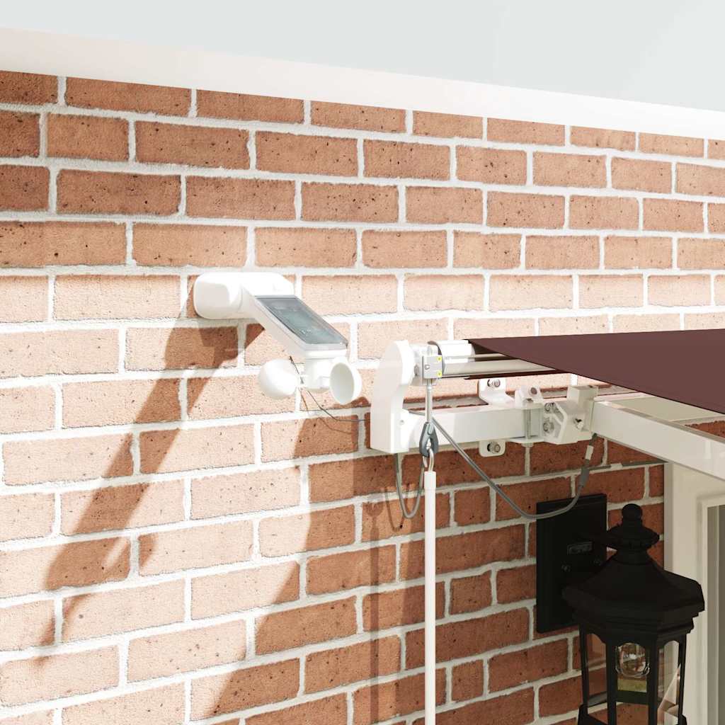 Toldo retrátil automático com luz LED 400x300 cm castanho
