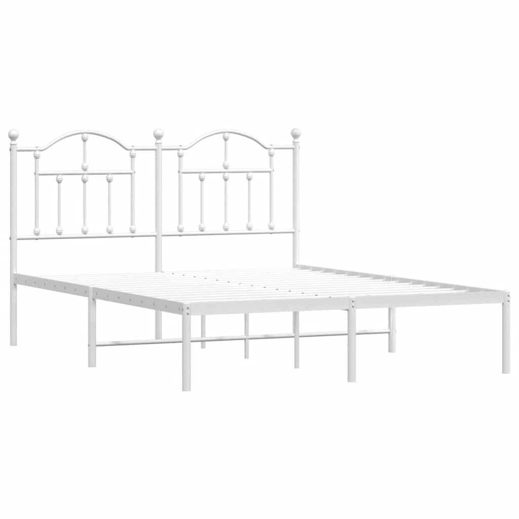 Estrutura de cama com cabeceira 150x200 cm metal branco