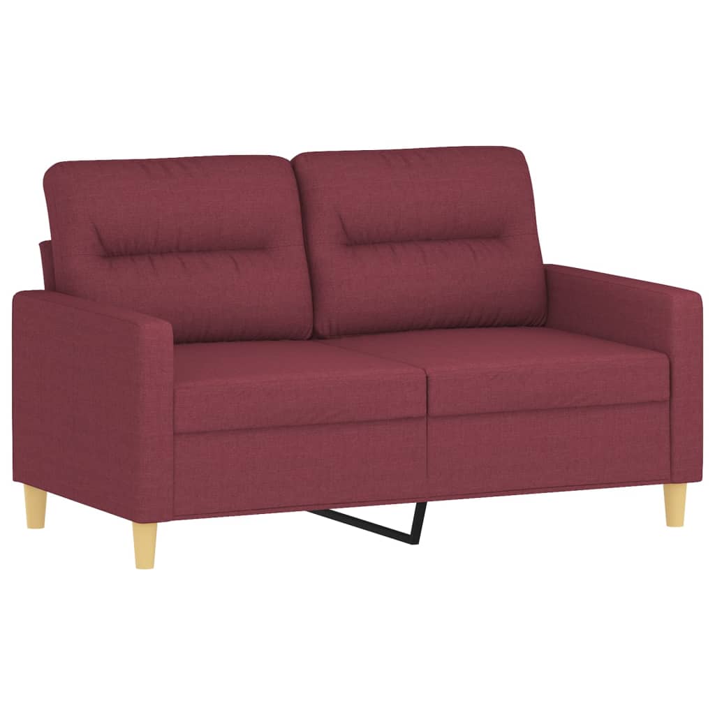 3 Pcs conjunto de sofás com almofadões tecido vermelho tinto