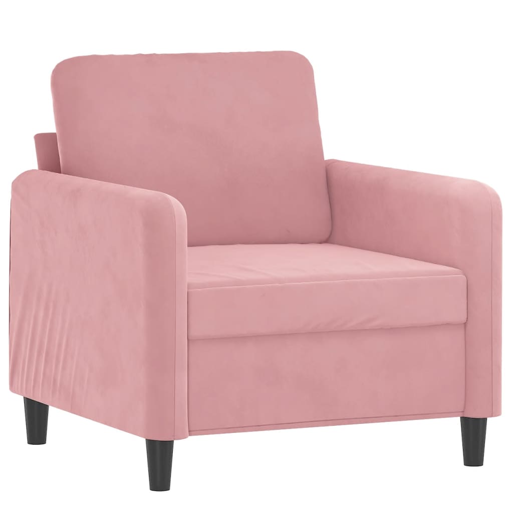 Poltrona com apoio de pés 60 cm veludo rosa