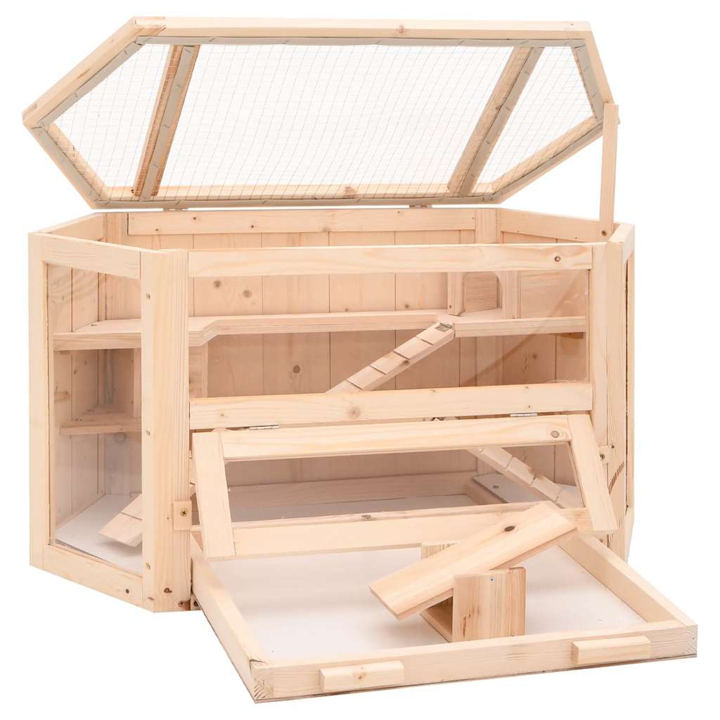 Gaiola para hamster 80x40x43 cm madeira de abeto maciça