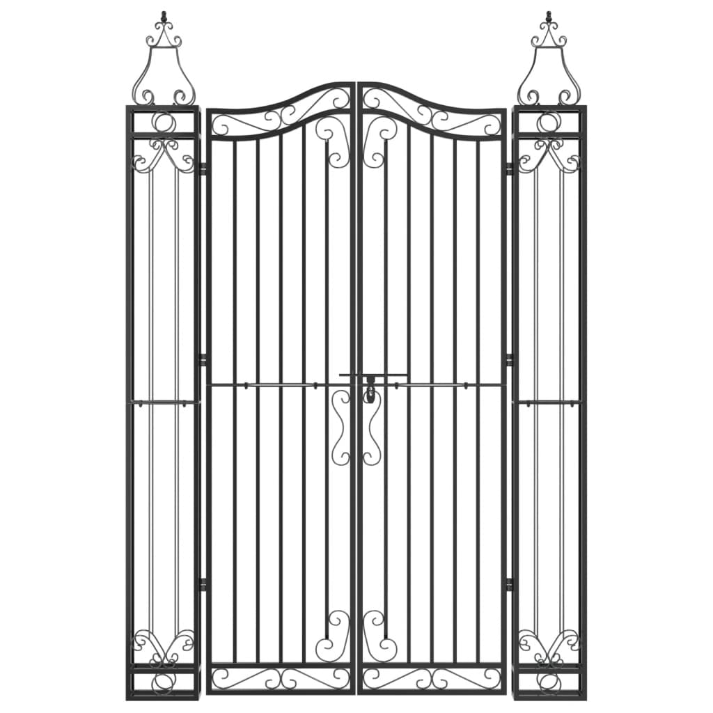 Portão de jardim 121x8x180 cm ferro forjado preto