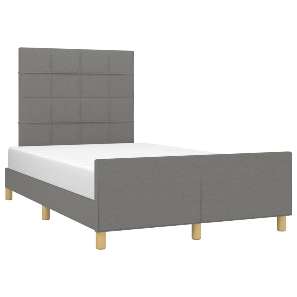 Estrutura de cama sem colchão cinza escuro 120x190 cm tecido