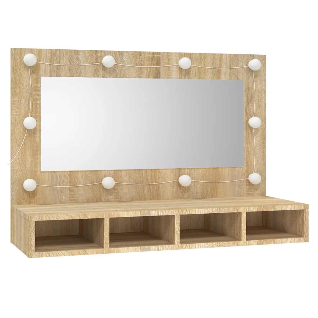 Armário espelhado com LED 90x31,5x62 cm carvalho sonoma
