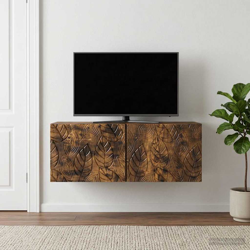 Gabinete de TV de parede 98 x 41 x 30 cm carvalho fumado