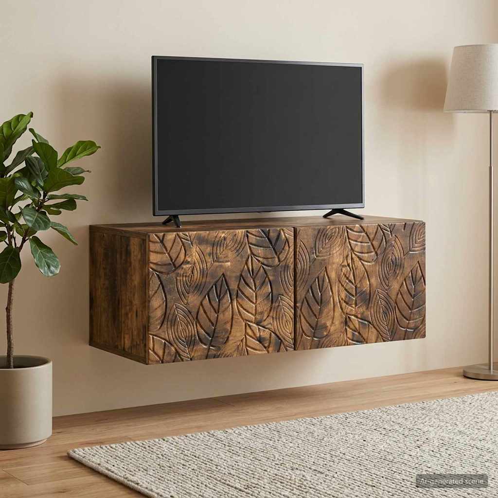 Gabinete de TV de parede 98 x 41 x 30 cm carvalho fumado